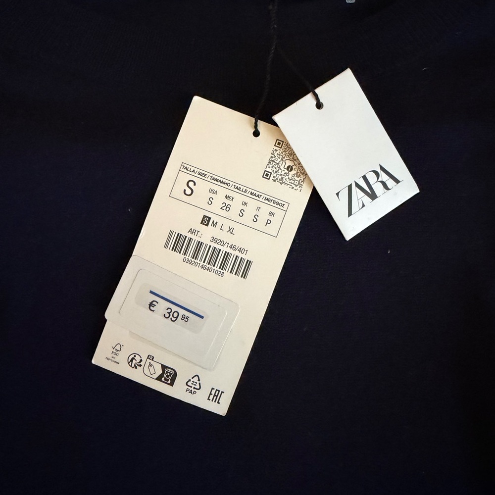 Zara Navy Long Sleeve Button-Accent Knit Dress - Picture 7 of 7